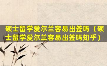 硕士留学爱尔兰容易出签吗（硕士留学爱尔兰容易出签吗知乎）