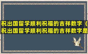 祝出国留学顺利祝福的吉祥数字（祝出国留学顺利祝福的吉祥数字是什么）