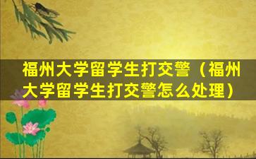 福州大学留学生打交警（福州大学留学生打交警怎么处理）