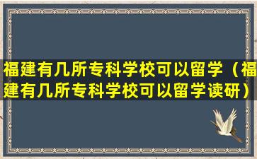 福建有几所专科学校可以留学（福建有几所专科学校可以留学读研）
