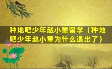 种地吧少年赵小童留学（种地吧少年赵小童为什么退出了）