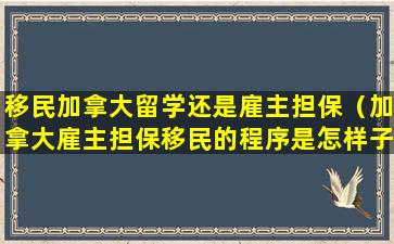 移民加拿大留学还是雇主担保（加拿大雇主担保移民的程序是怎样子的）