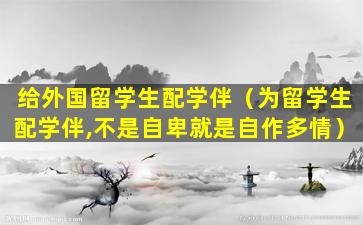 给外国留学生配学伴（为留学生配学伴,不是自卑就是自作多情）