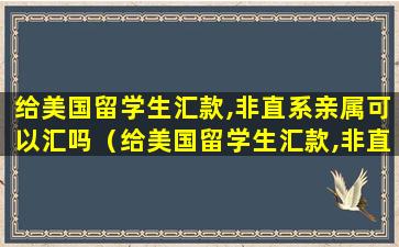 给美国留学生汇款,非直系亲属可以汇吗（给美国留学生汇款,非直系亲属可以汇吗现在）