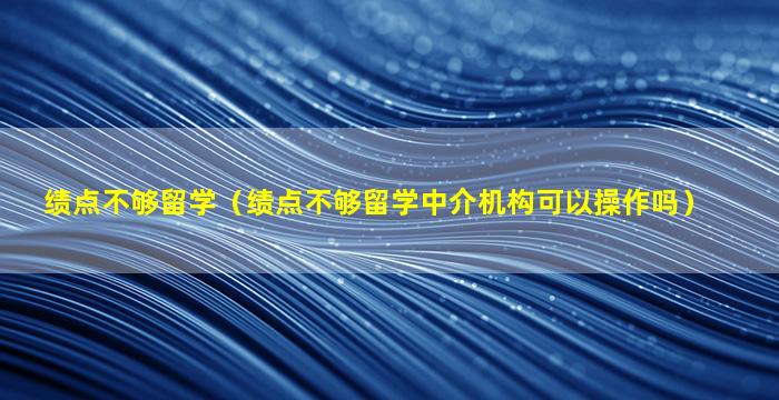 绩点不够留学（绩点不够留学中介机构可以操作吗）