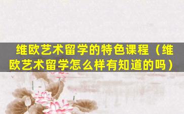 维欧艺术留学的特色课程（维欧艺术留学怎么样有知道的吗）