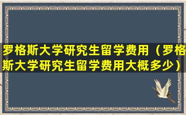 罗格斯大学研究生留学费用（罗格斯大学研究生留学费用大概多少）