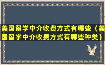 美国留学中介收费方式有哪些（美国留学中介收费方式有哪些种类）