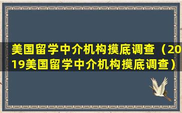 美国留学中介机构摸底调查（2019美国留学中介机构摸底调查）