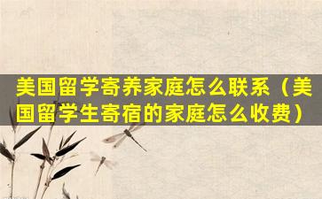美国留学寄养家庭怎么联系（美国留学生寄宿的家庭怎么收费）