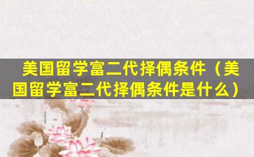美国留学富二代择偶条件（美国留学富二代择偶条件是什么）