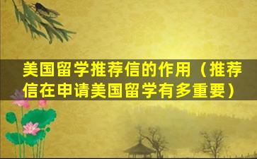 美国留学推荐信的作用（推荐信在申请美国留学有多重要）