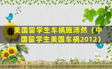 美国留学生车祸施沛然（中国留学生美国车祸2012）