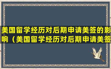 美国留学经历对后期申请美签的影响（美国留学经历对后期申请美签的影响有多大）