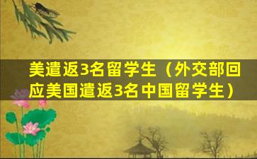 美遣返3名留学生（外交部回应美国遣返3名中国留学生）