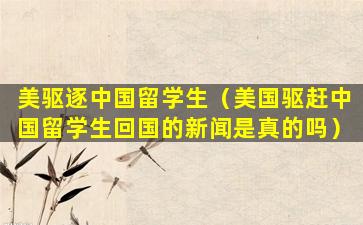 美驱逐中国留学生（美国驱赶中国留学生回国的新闻是真的吗）