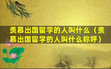 羡慕出国留学的人叫什么（羡慕出国留学的人叫什么称呼）