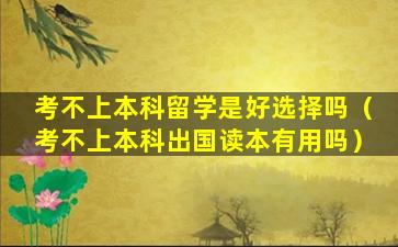 考不上本科留学是好选择吗（考不上本科出国读本有用吗）