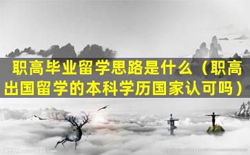 职高毕业留学思路是什么（职高出国留学的本科学历国家认可吗）