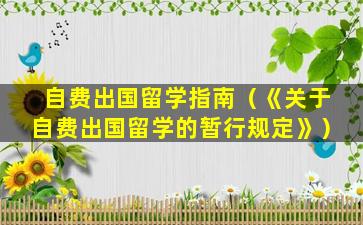 自费出国留学指南（《关于自费出国留学的暂行规定》）