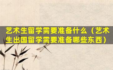 艺术生留学需要准备什么（艺术生出国留学需要准备哪些东西）