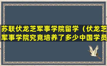 苏联伏龙芝军事学院留学（伏龙芝军事学院究竟培养了多少中国学员）