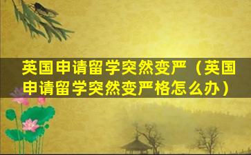 英国申请留学突然变严（英国申请留学突然变严格怎么办）