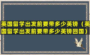 英国留学出发前要带多少英镑（英国留学出发前要带多少英镑回国）
