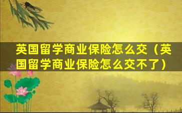 英国留学商业保险怎么交（英国留学商业保险怎么交不了）