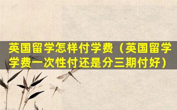 英国留学怎样付学费（英国留学学费一次性付还是分三期付好）