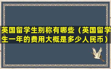英国留学生别称有哪些（英国留学生一年的费用大概是多少人民币）