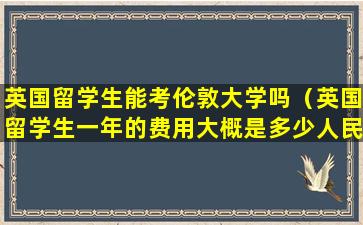 英国留学生能考伦敦大学吗（英国留学生一年的费用大概是多少人民币）