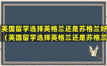英国留学选择英格兰还是苏格兰好（英国留学选择英格兰还是苏格兰好一点）