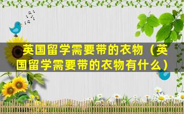 英国留学需要带的衣物（英国留学需要带的衣物有什么）