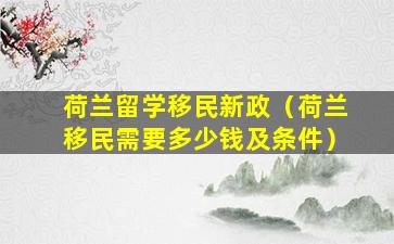 荷兰留学移民新政（荷兰移民需要多少钱及条件）
