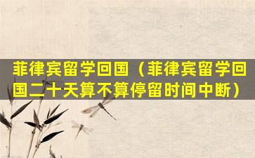 菲律宾留学回国（菲律宾留学回国二十天算不算停留时间中断）