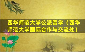 西华师范大学公派留学（西华师范大学国际合作与交流处）