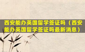 西安能办英国留学签证吗（西安能办英国留学签证吗最新消息）
