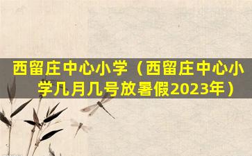西留庄中心小学（西留庄中心小学几月几号放暑假2023年）