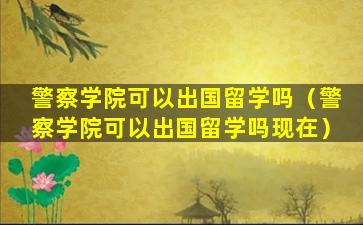 警察学院可以出国留学吗（警察学院可以出国留学吗现在）