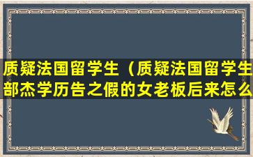 质疑法国留学生（质疑法国留学生部杰学历告之假的女老板后来怎么样了）