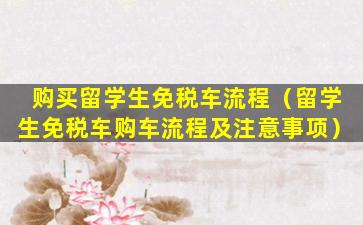 购买留学生免税车流程（留学生免税车购车流程及注意事项）