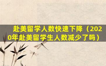 赴美留学人数快速下降（2020年赴美留学生人数减少了吗）