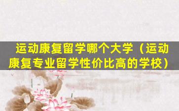 运动康复留学哪个大学（运动康复专业留学性价比高的学校）