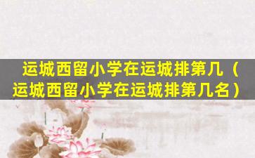 运城西留小学在运城排第几（运城西留小学在运城排第几名）