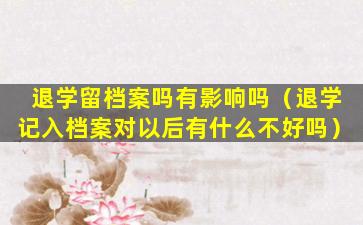 退学留档案吗有影响吗（退学记入档案对以后有什么不好吗）