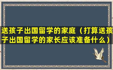 送孩子出国留学的家庭（打算送孩子出国留学的家长应该准备什么）