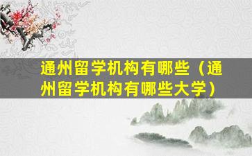 通州留学机构有哪些（通州留学机构有哪些大学）