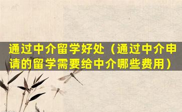 通过中介留学好处（通过中介申请的留学需要给中介哪些费用）