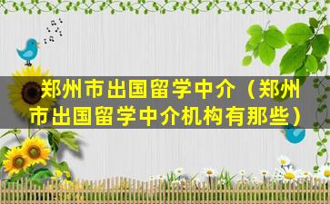 郑州市出国留学中介（郑州市出国留学中介机构有那些）